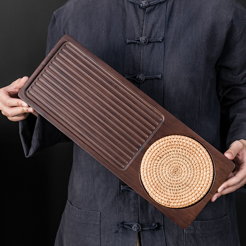 Bandeja Rectangular de Té de Bambú de Madera