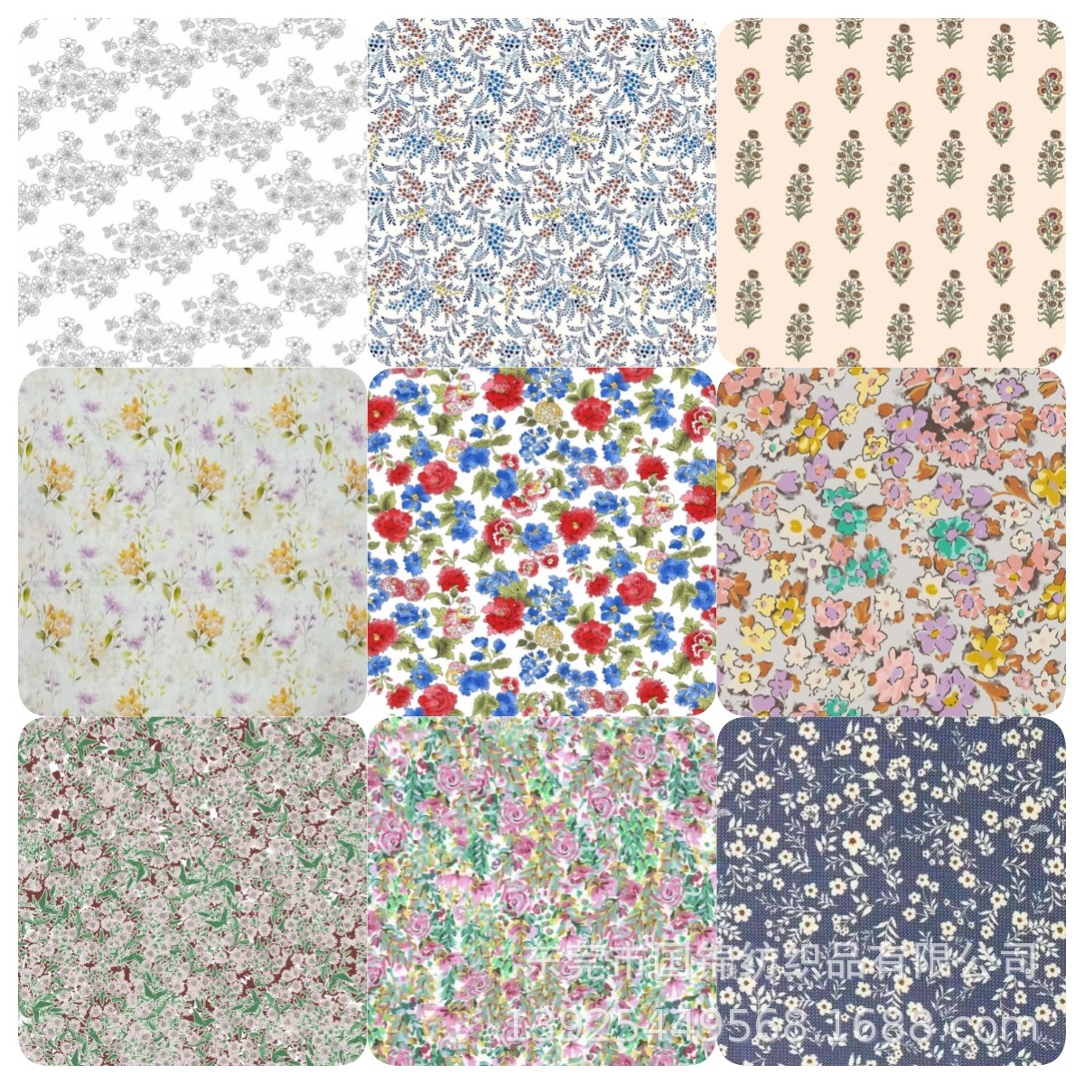 植物花草印花布40支棉布印玫瑰花 春夏季简约童装女装服装面料