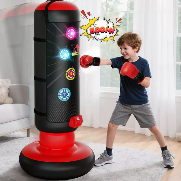 Children's Inflatable Boxing Column Set with Light-Up, Sound, Scoring, and Music Functions, Durable, Thickened, and Made of Eco-Friendly Pvc