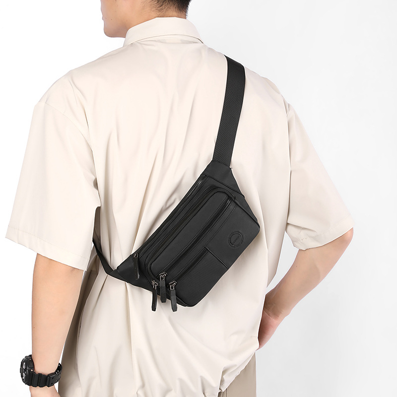 Cross-border nuevo bolso deportivo de cintura ocio película de cuero simple hombre mochila de hombro de gran capacidad bolso portátil multicapa