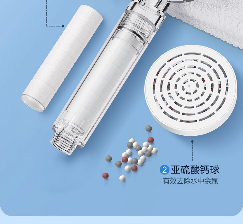 ins pressurized soft water filtration showerhead, acrylic household dual chlorine removal and antibacterial water purification shower head undefined