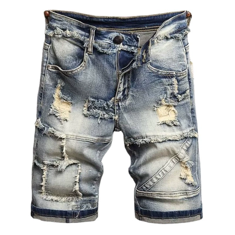 Летние американские джинсовые шорты мужские тонкие эластичные мужские брюки