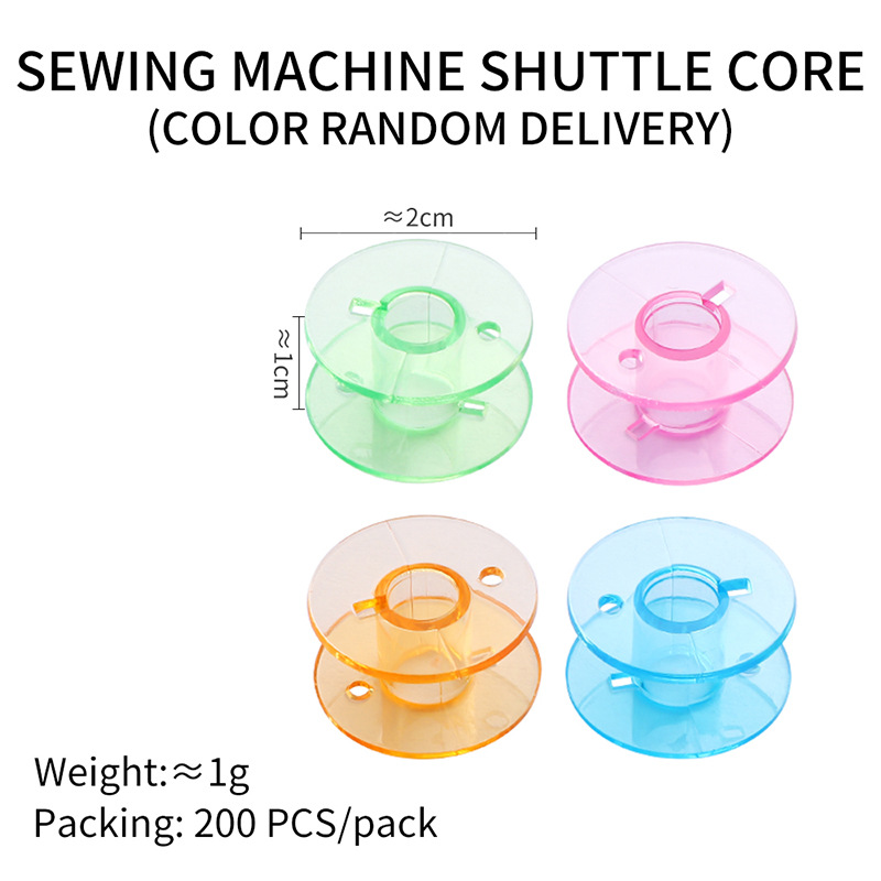 Fábrica al por mayor de color transparente de la bobina de plástico de color de caramelo carrete de hilo bobina hogar multifuncional máquina de coser bobina