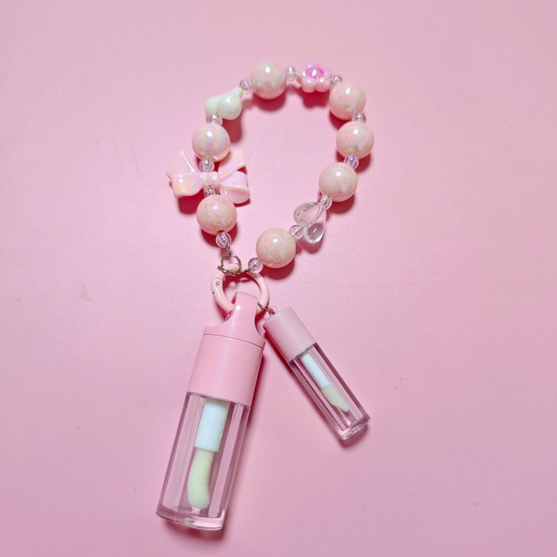 ins热门粉色现货迷你唇彩管唇釉包材带珠链挂件搭配diy化妆品包材|undefined