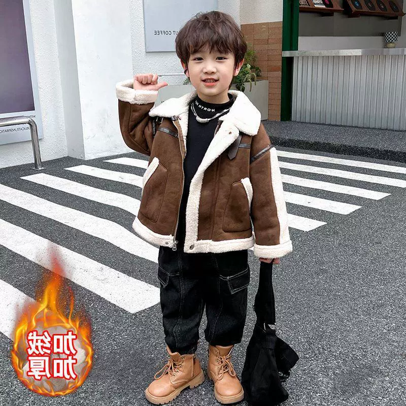 Children's demi-season keep warm winter jacket for boys, increased thickness, western style