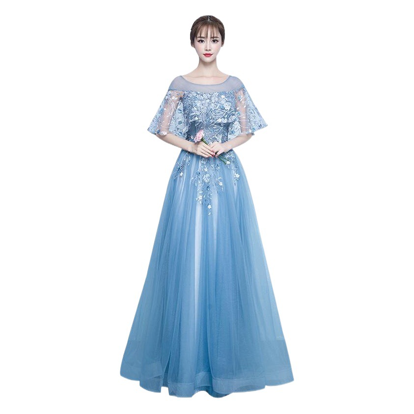 Vestido de noche largo azul cielo estilo hada para mujer, novedad 2026, elegante y moderno, vestido de anfitriona para reunión anual.