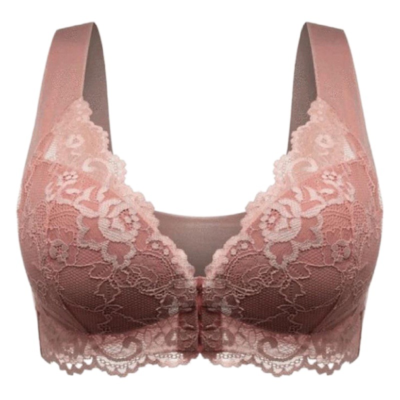 Hebilla frontal Comercio exterior transfronterizo más el tamaño Sujetador de encaje inalámbrico pecho grande pequeño cómodo transpirable ropa interior de mujer fabricante lote
