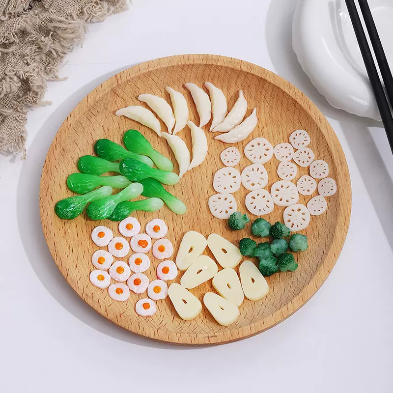 仿真藕片荷包蛋蒜片模型DIY儿童食玩道具酒店饭店摆拍摄影装饰品