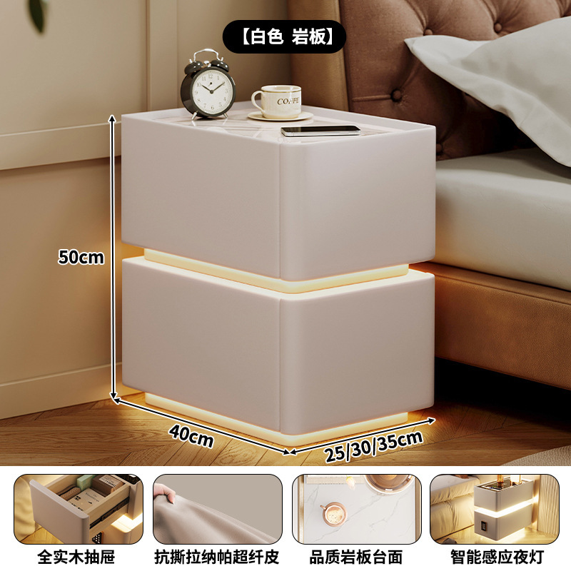 Mesita de noche inteligente simple y moderna pequeña súper estrecha 2024 nueva carga inalámbrica 30 cm dormitorio lado de la cama gabinete estrecho