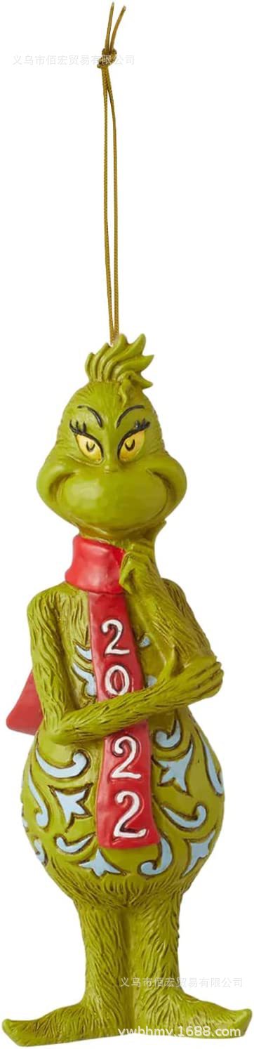 Adorno navideño de monstruo peludo verde nuevo de 2023, adorno de dibujos animados para árbol de Navidad, decoración navideña para el hogar, coche y vehículo.