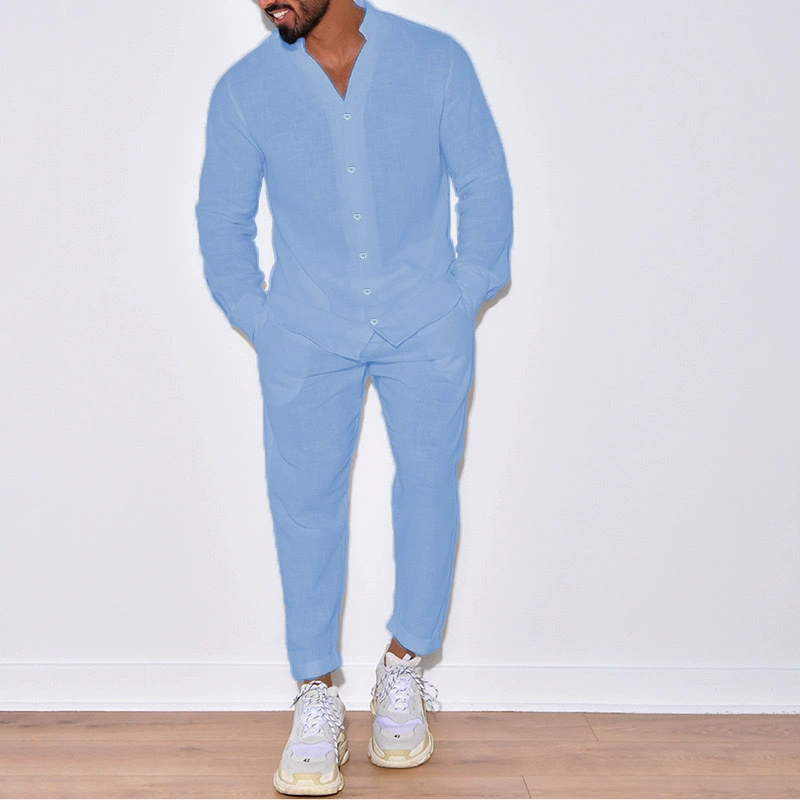 Sports suit set men, long‑sleeve top and trousers, European style, autumn leisure