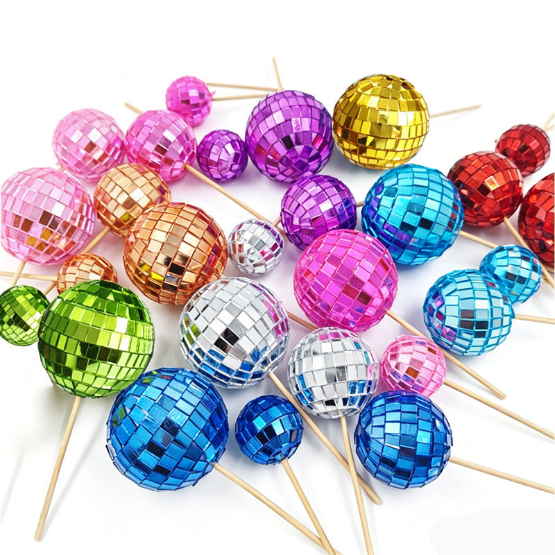 Source glass mirror ball cake insert