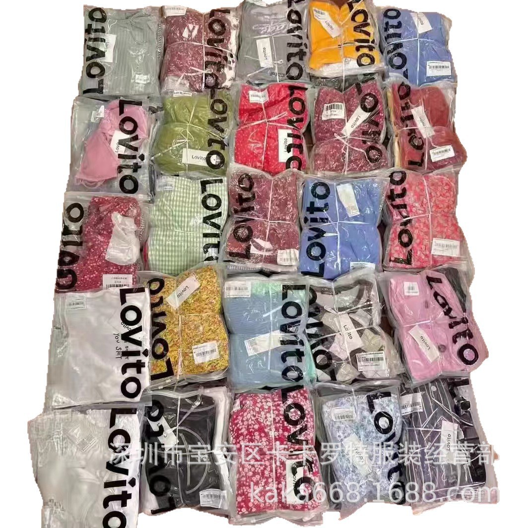 Marca de comercio exterior Liaoxiu ropa de mujer variada moda hermosa dulce chica caliente Europa y América camisas pantalones vestidos al por mayor