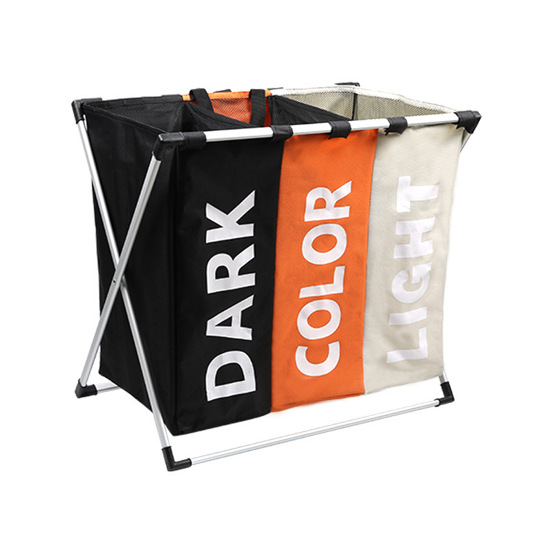 Cesta de lavandería plegable clasificación simple cesta de lavandería artículos diversos para el hogar tela de tres colores Almacenamiento de juguetes Lou en stock grande