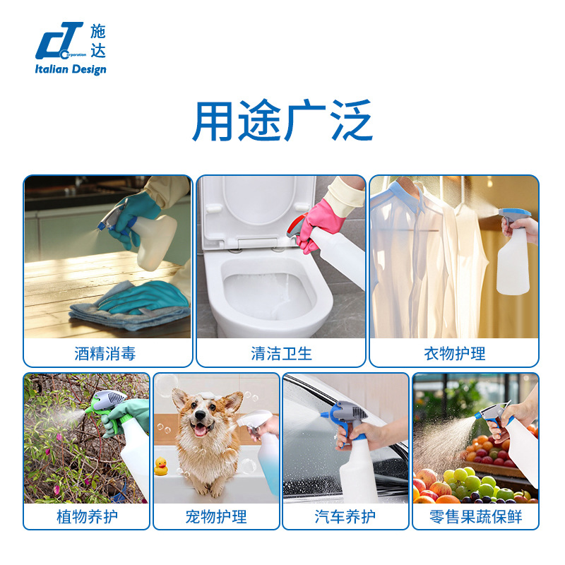 Shida espuma alcohol, resistencia a ácidos y álcalis, resistencia al aceite, podredumbre, desinfección, boquilla de color, boquilla, cuerpo de botella, regado, regadera de flores, limpieza, limpieza