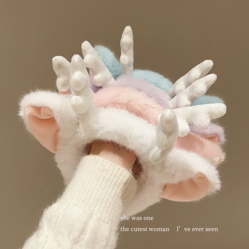 lindos cabello de peluche dragón corno de invierno otoño 2024 tarjeta de cabello de dibujos animados tocadero de Año Nuevo lavado de la cara cabello correa de cabello