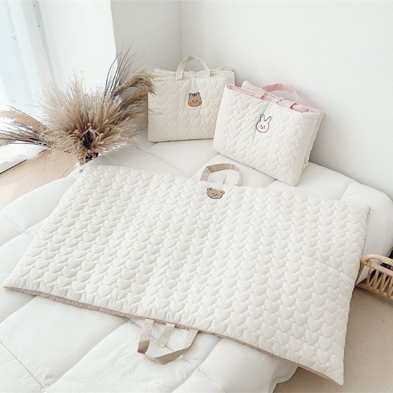 Quilted Embroidered Pure Cotton Tatami Bay Window Mat, Foldable Portable Mattress That Can Be Stored, Kindergarten Nap Mattress