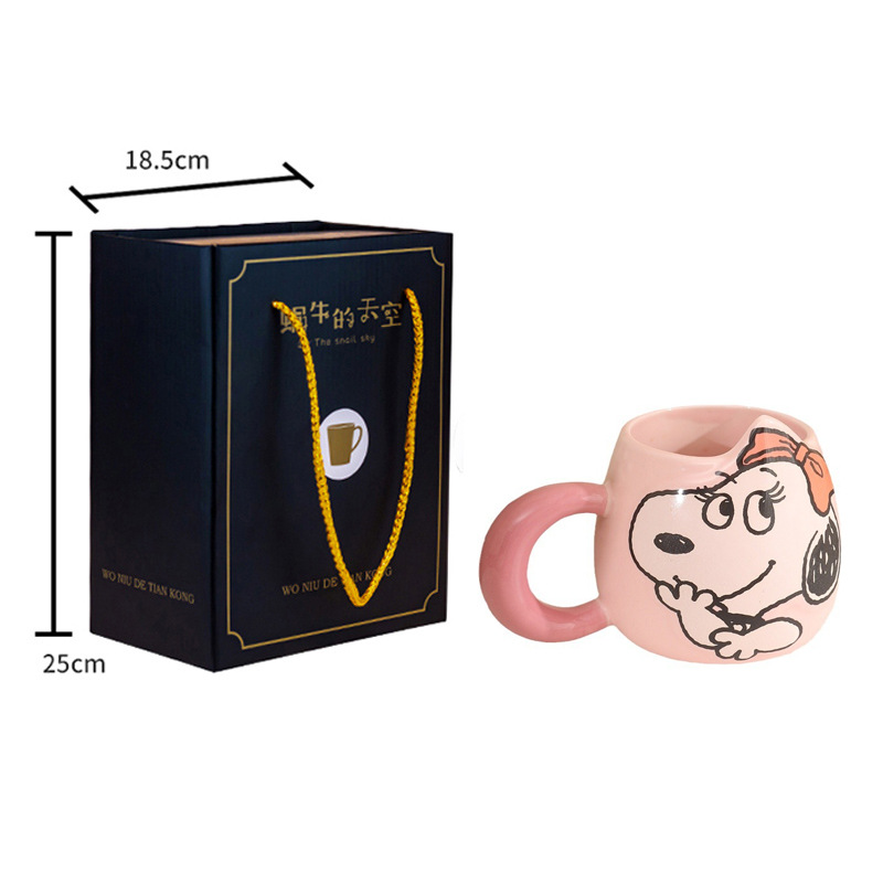 Auténtica licencia Snoopy tazas de cerámica para niños tazas de agua estudiantes tazas de gran capacidad para niñas de alto valor facial lindo