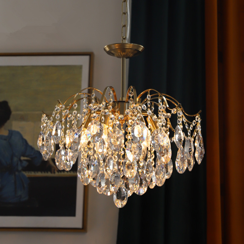 浪漫水晶客厅吊灯法式美式复古卧室餐厅客厅衣帽间灯简约轻奢灯具