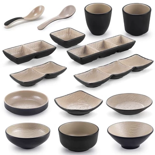 密胺两三格味碟商用火锅蘸料碟塑料调料分格连体碟日式咸菜小吃碟