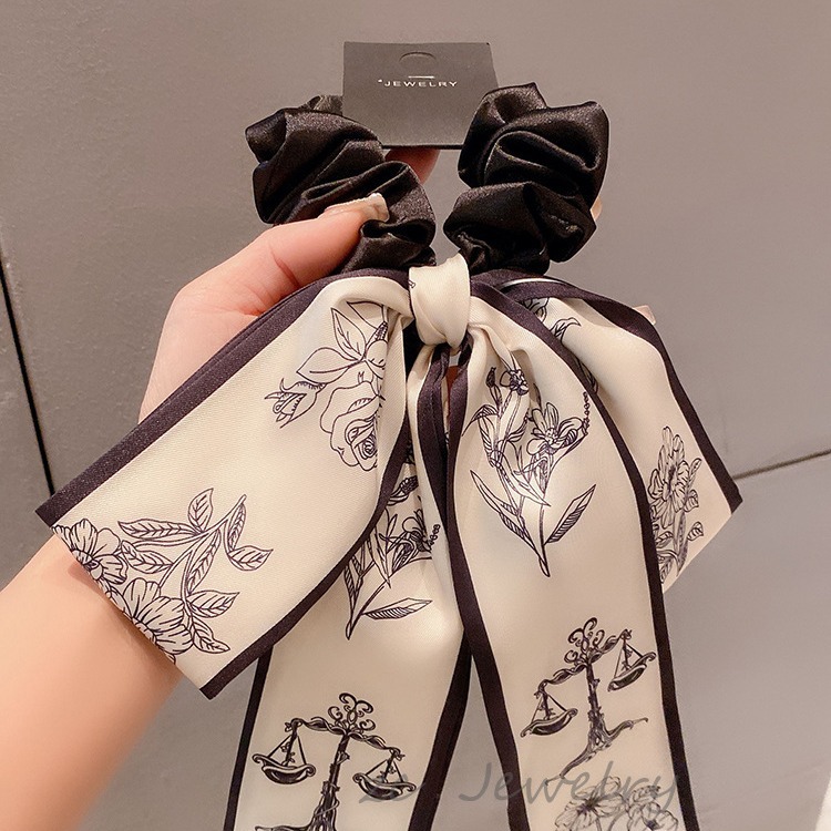 Bozo de arco floral largo flotador francés elegante cinta corda de cabello de alta calidad temperamento cubierta de cabello