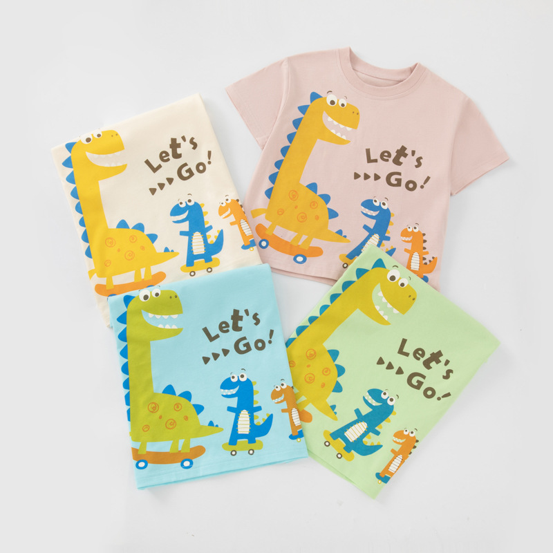 Betop ropa infantil transfronteriza al por mayor verano niños camiseta de manga corta dinosaurio dibujos animados niño ropa de bebé una pieza