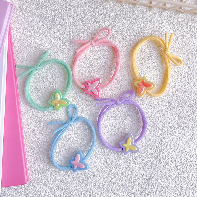 Girls cute candy color colorful double-sided butterfly big hair rope…