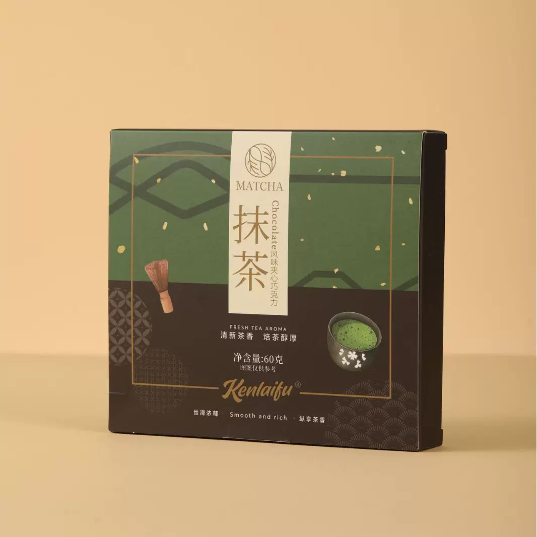 肯莱芙迪拜风味抹茶夹心巧克力60g盒装抹茶夹心纯可可脂巧克力