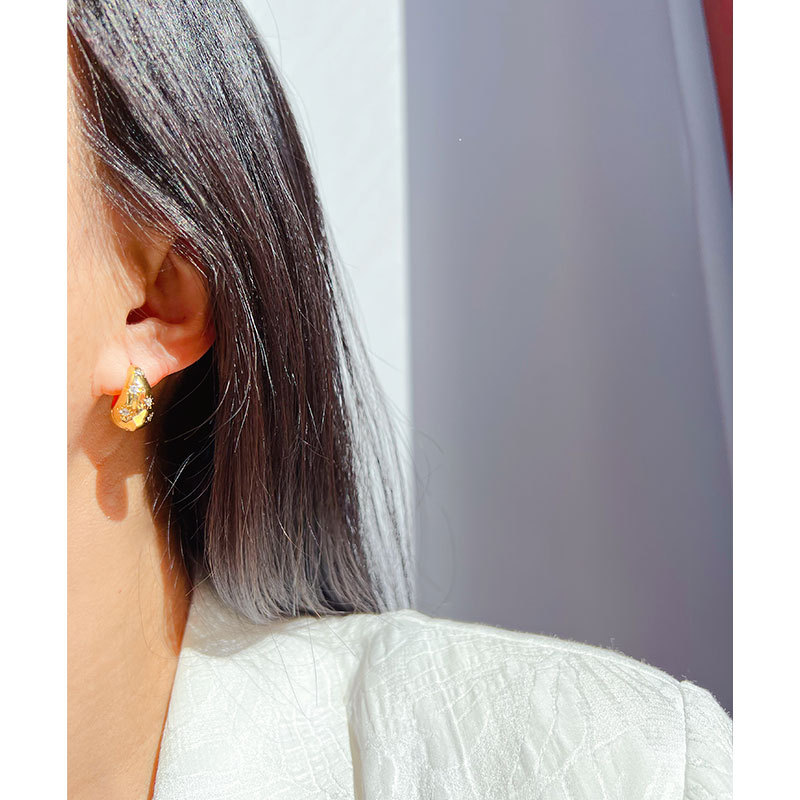 Fashion Water Droplets Copper Plating Zircon Earrings 1 Pair