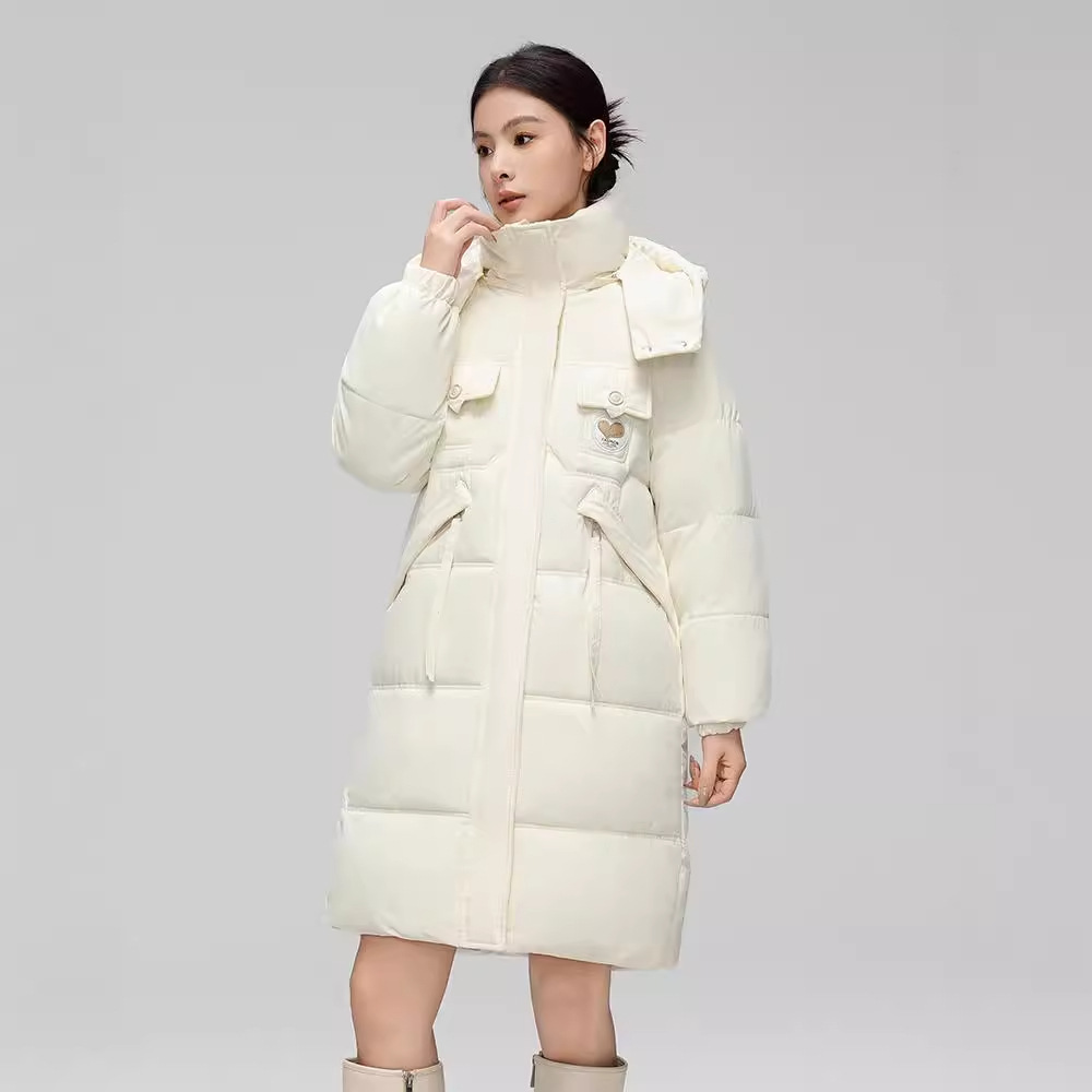 Women's Clothing Mid length cotton jacket for women 2024 winter new style fashionable knee length cotton jacket loose thickened hooded cotton coat_voghion.com