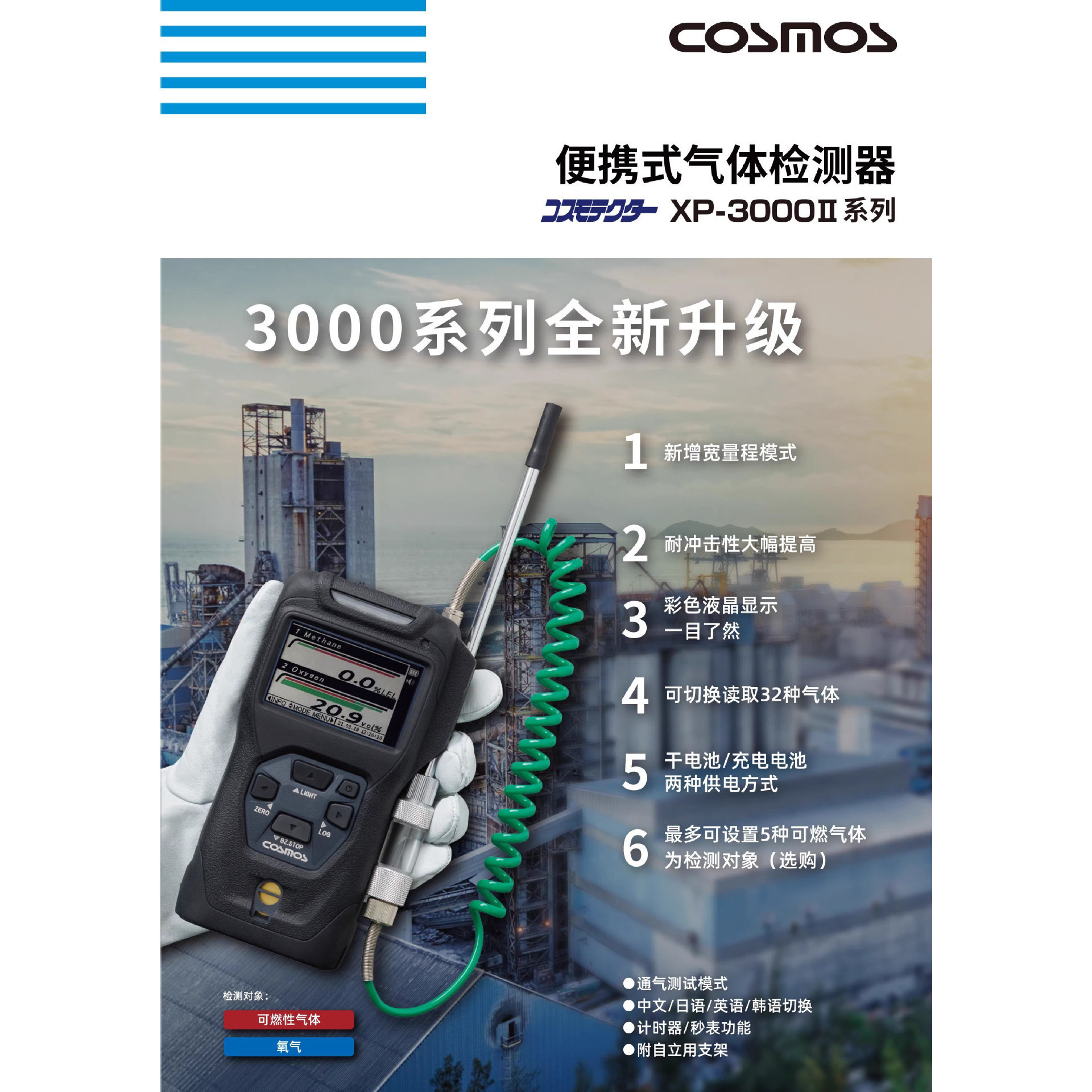 COSMOS新宇宙XP-3380II型手持式氧气浓度计 氧气检测仪 氧气报警