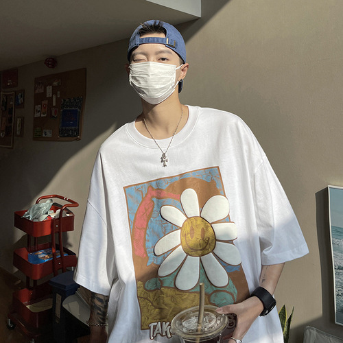 Men's Short Sleeve T-Shirt Summer Trend Brand Youth Japanese Retro Casual Versatile Loose Half-Sleeve T-Shirt