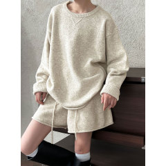NS 休闲软糯羊毛毛衣+短裤两件套女2025秋季韩系日常套装ss763