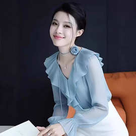 洋气减龄甜美雪纺衬衫女士早春款设计设计感小众法式超仙穿搭上衣