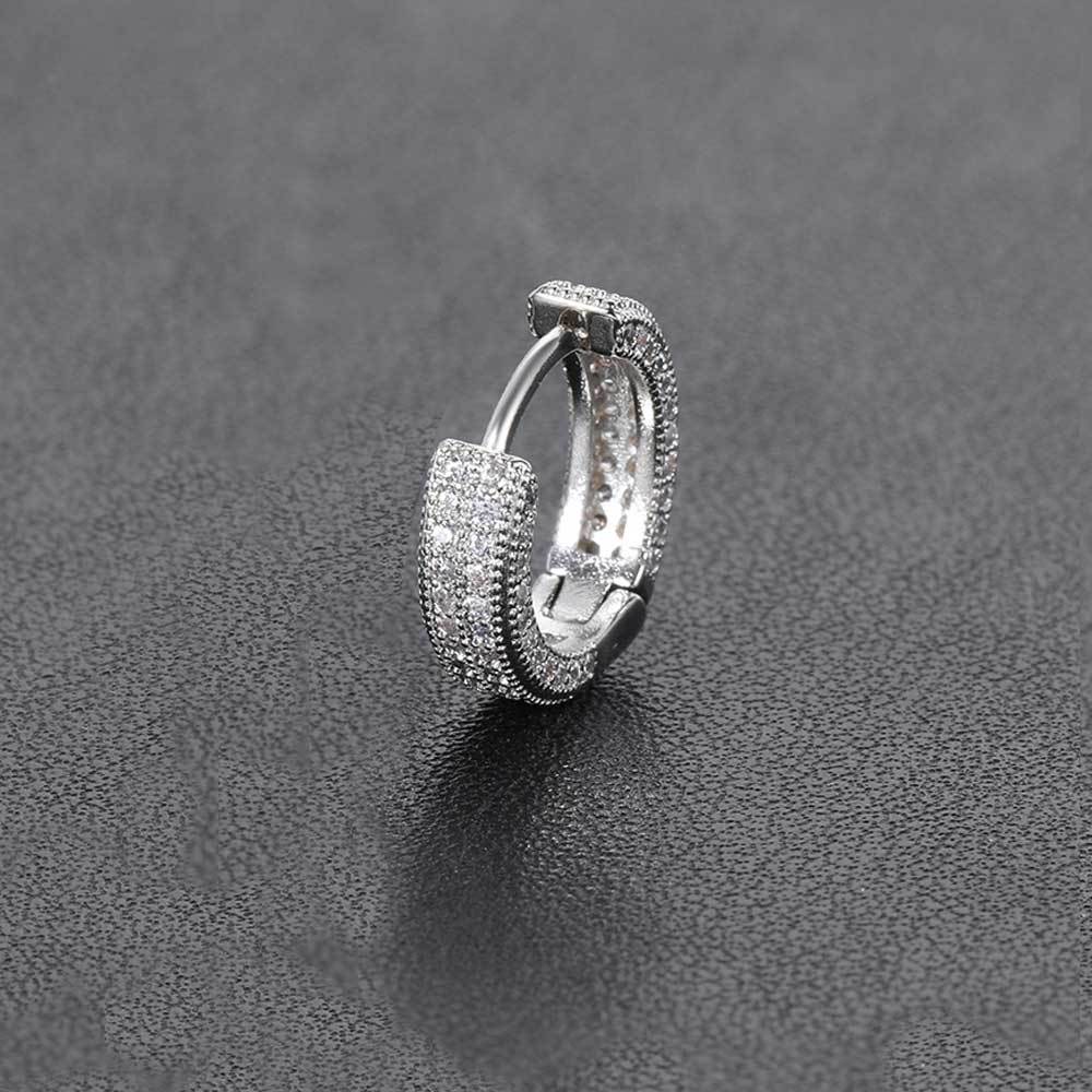 Full diamond men's plain rings, 2022 new minimalist earrings, Korean niche design, circular trendy earrings_voghion.com