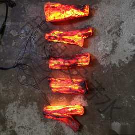 仿真木炭火堆摆件舞台道具篝火红色装饰品雕塑火把节假火焰灯
