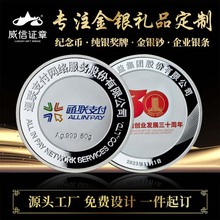 专业定制纯银纪念币 同学集会纪念品旅游风景区纪念币定做