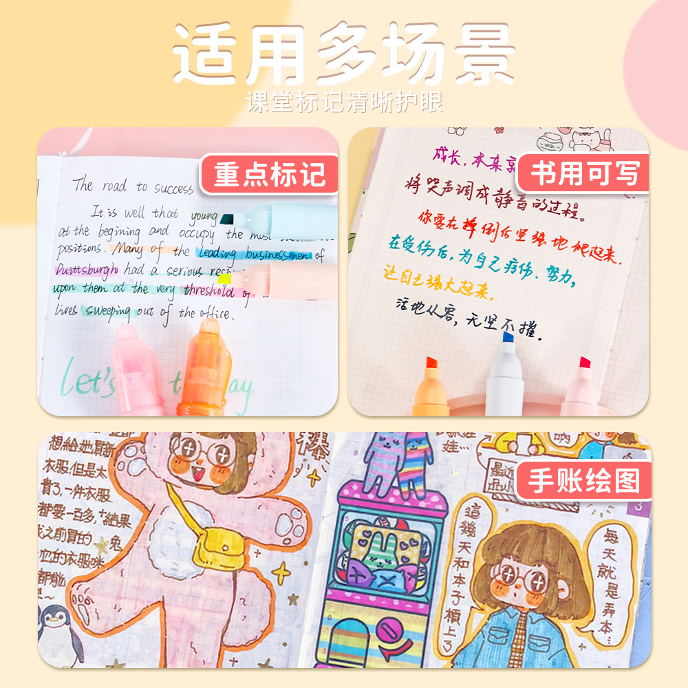 Amazon venta caliente mini bolígrafo 5 colores resaltador para niños DIY graffiti marcador de línea de puntuación de bolígrafo resaltador