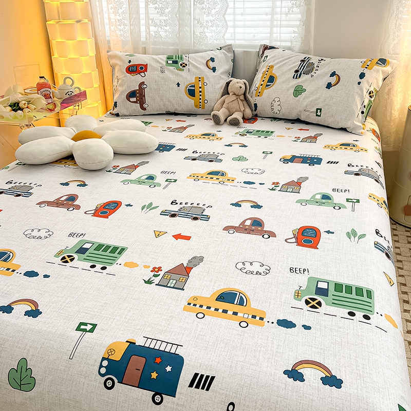 Nuevas sábanas de algodón lindo para niños de una sola pieza de algodón, dormitorio de estudiantes individual, traje de tres piezas de 1,5 metros, verano