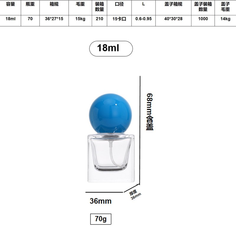 40ml18ml円筒形角型カプセル式ガラス香水瓶、プレススプレーボトル、透明詰め替えボトル（在庫あり）|undefined