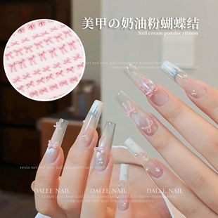 Internet Celebrity Ins Style Pink Bow Nail Art Jewelry Mini Bow Tie Streamer Bow DIY Wear Nail Accessories