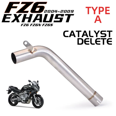 Suitable for Yamaha Modified Fz6N S Exhaust Pipe Without Drum and Back Pressure Package, Middle Section Exhaust Pipe, 04-09 Year Fz6 Package (Motorcycle exhaust pipe) - go-to-the-middle-section-of-the-drum