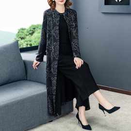 高品质减龄中年秋季新款过膝长款民族风大码宽松休闲外套女式风衣