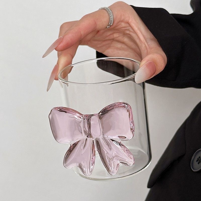 Tazas de vidrio de arco rosa de lujo, tazas de leche, tazas de desayuno, tazas de café de alto silicio, tazas de jugo, regalos para amigos.