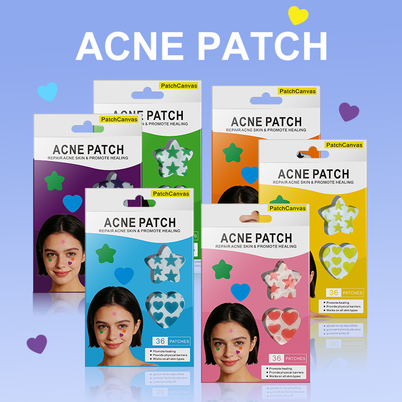 Hydrocolloid Acne Patches Box Set 36 Heart-Shaped Tea Tree Essential Oil Shopee Manufacturer Wholesale in Stock 6 Colors Southeast Asia