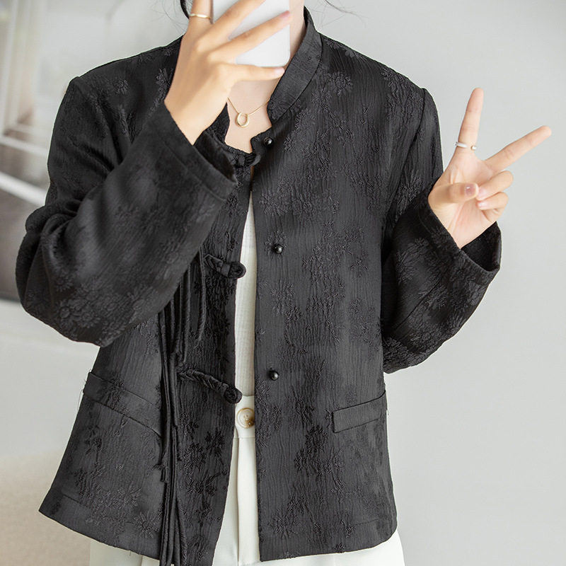 Chinese style Chinese style coat for women 2024 New satin jacquard suit elegant high-grade short spring and autumn cardigan