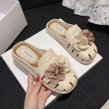 仙女风花朵法式包头半拖鞋女鞋子新款爆款春夏懒人气质凉拖鞋批发