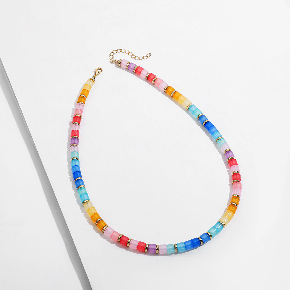8g Weight Necklace Classification Resin, Copper Chain Material Beaded Chain Chain Type 1 Piece Quantity Holiday, Daily Occasion Resin, Copper Material Colorful Pattern All Seasons Season Women's Gender Vacation Style Vacation Colorful Resin Copper Beaded Chain Beaded Necklaces Wholesale 3