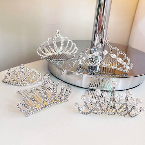 Princess Series Hair Comb, Crown, Shiny Water Diamond Hair Accessories, Hairpin, Ethereal and Charming, Teenage Ponytail Braided Hair Ornament