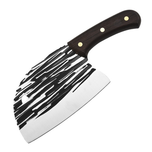 Fish Head Knife Household Kitchen Vegetable Cutting Knife Hand-forged Hammered Pattern Rounded Head Chopping Knife Slicing Chef's Knife